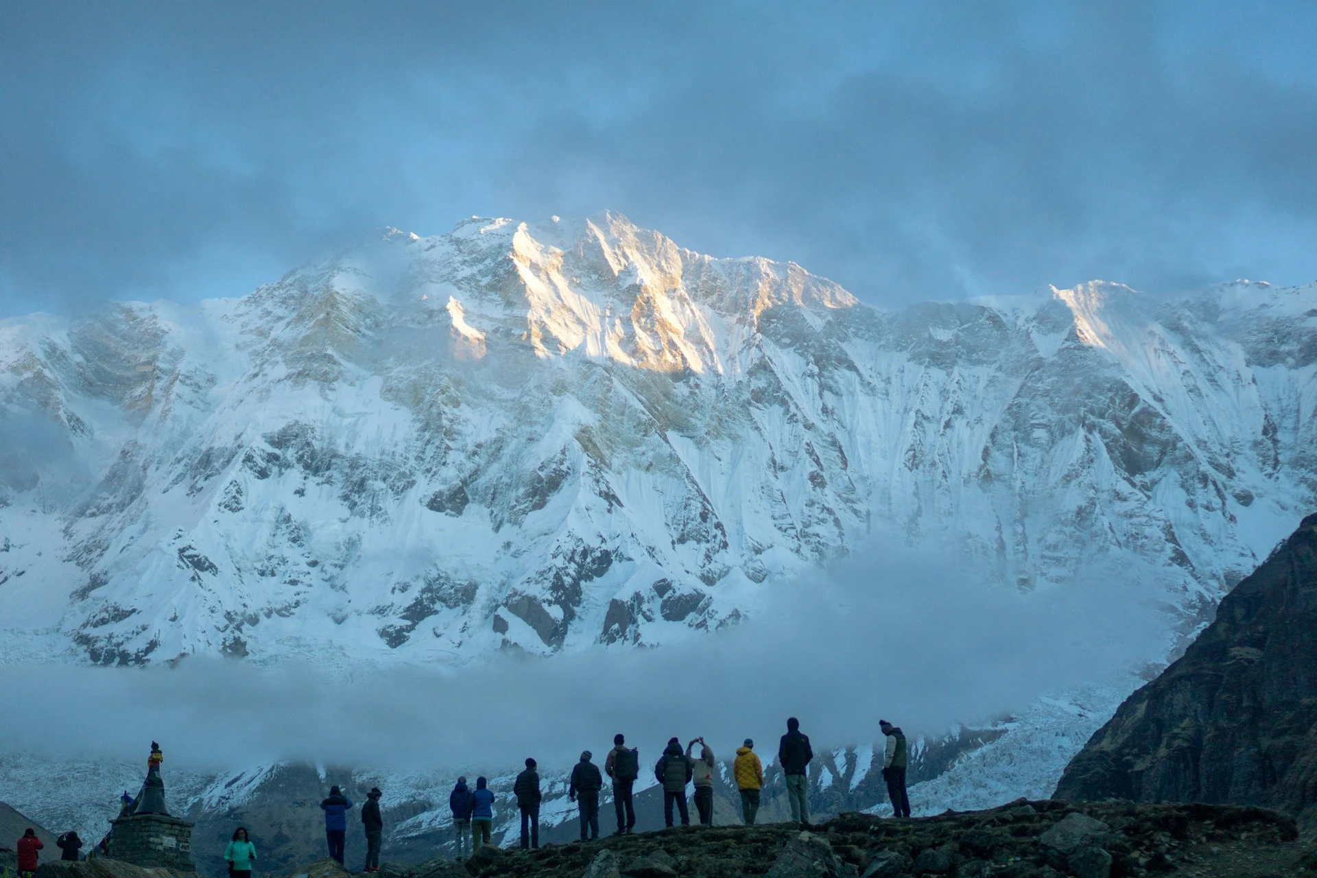Trekkers gathering at Annapurna Base Camp