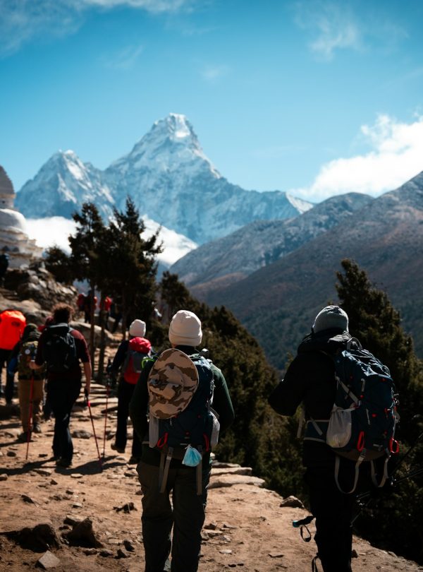 People hiking in the himalayas