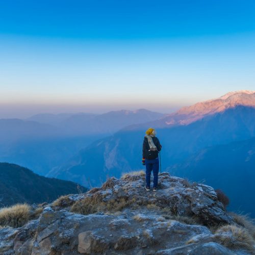Mardi Himal Trek - A man Watching The Peak